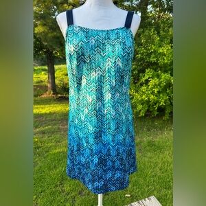 Swimsuits For All Crothed Swim Dress Adjustable Straps Shaded of Blue Sz 18 NWOT